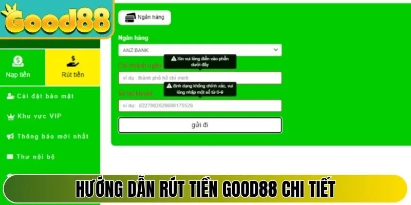 Hướng dẫn rút tiền Good88 nhanh gọn lẹ qua từng phương thức