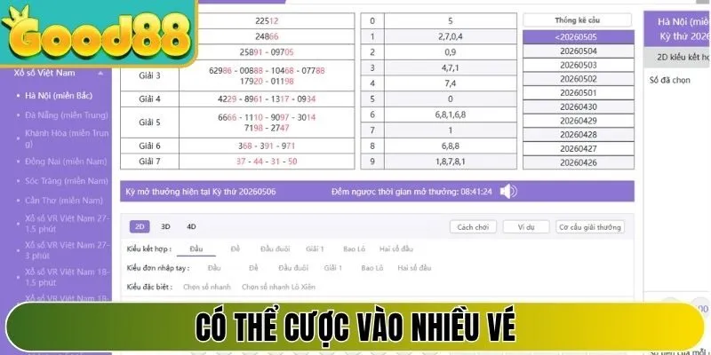 Có thể cược vào nhiều vé
